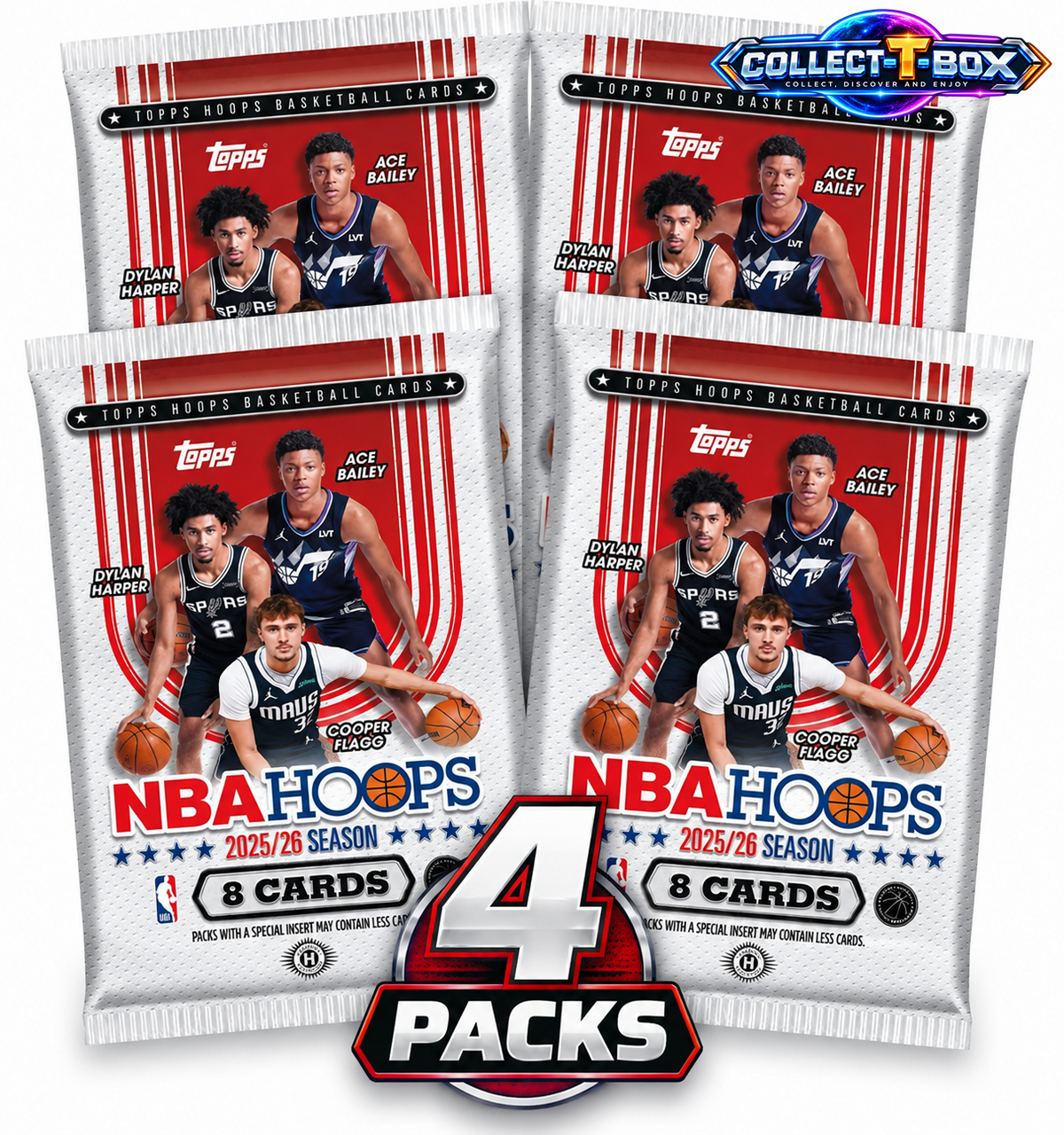 2025-26 Topps NBA Hoops Basketball 8 Cards Hobby Pack (x 4)