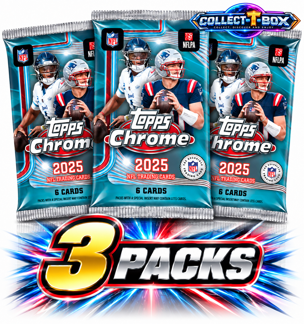 2025 Topps Chrome Football 6 Cards Mega Pack (x 3)