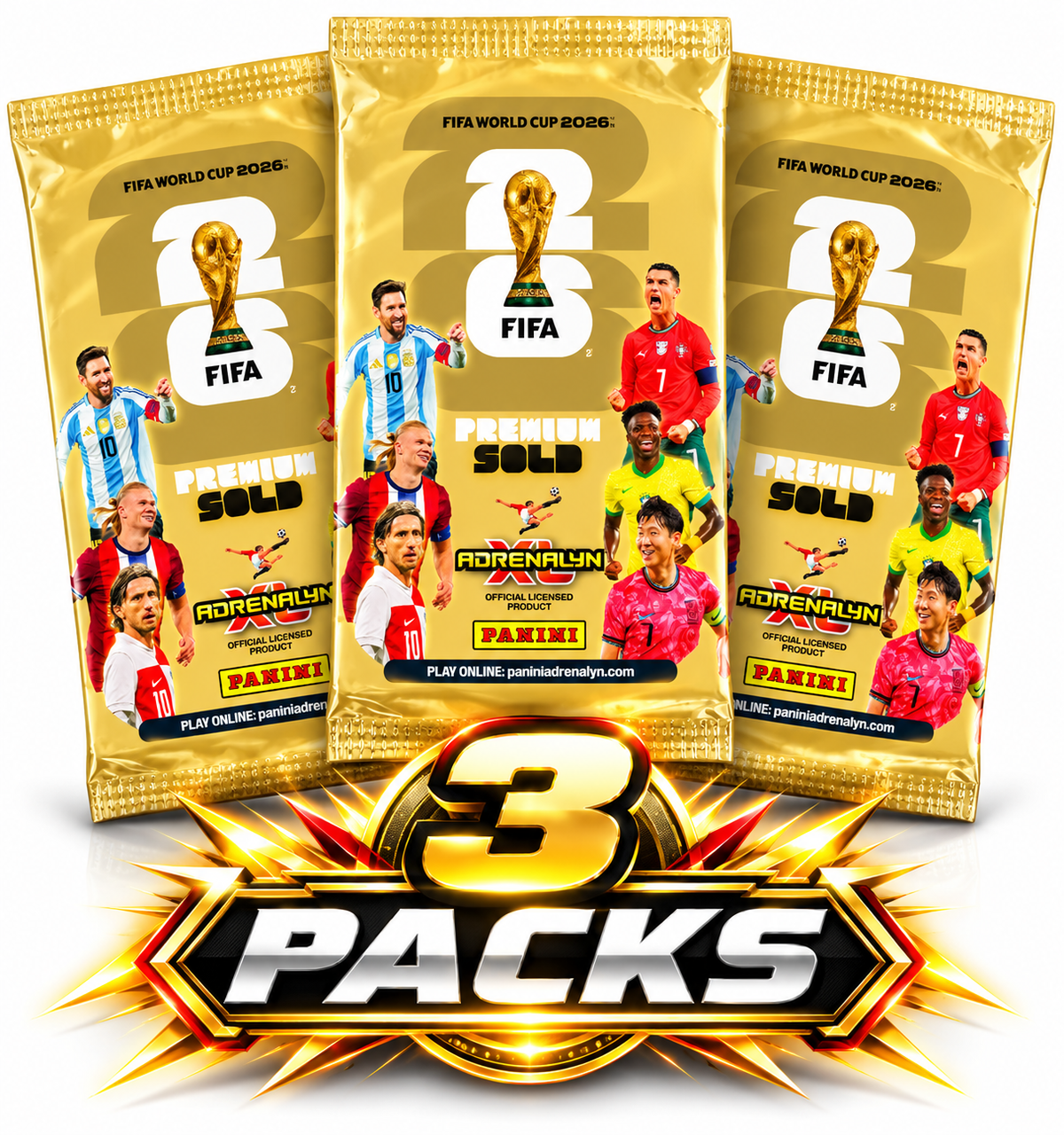 2026 Panini Adrenalyn XL Fifa World Cup 26 Premium Gold Pack (x 3)