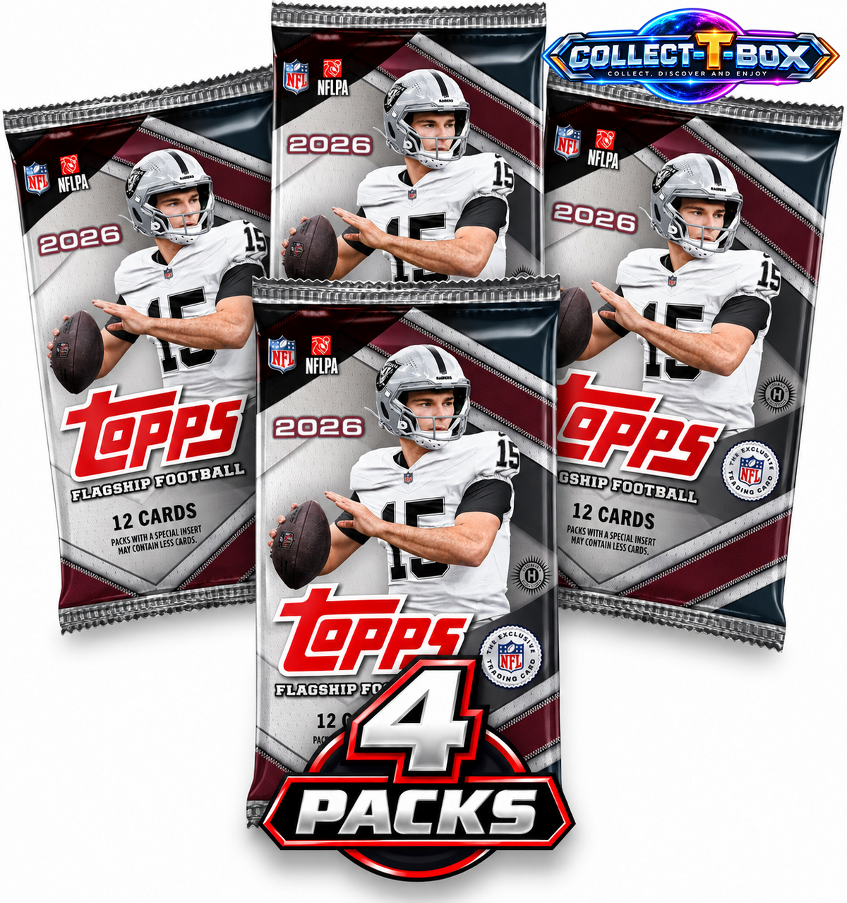 2026 Topps Flagship Football 12 Cards Hobby Pack (x 4)