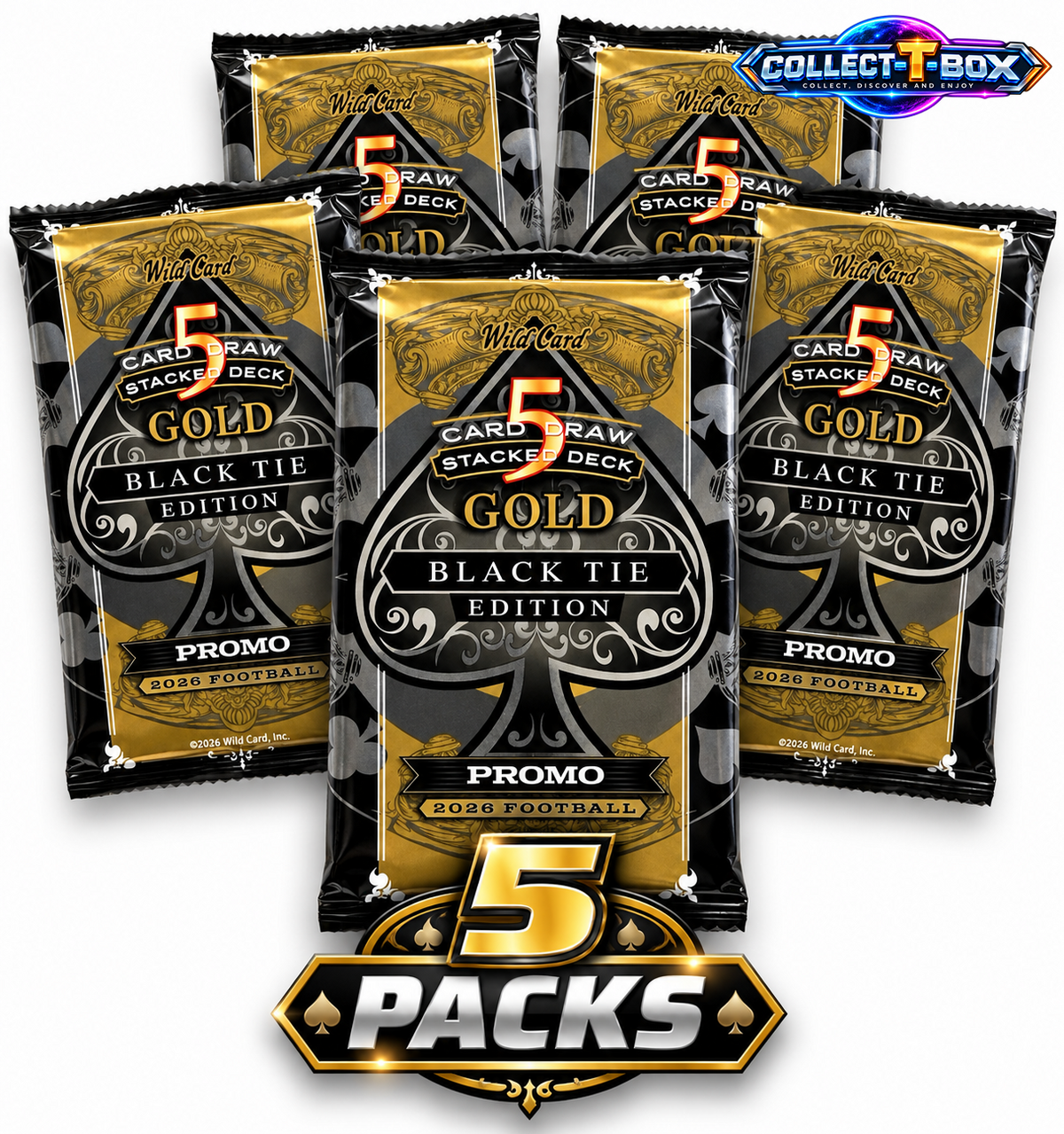 2026 Wild Card Card Draw Gold Black Tie Edition Pack (x 5)