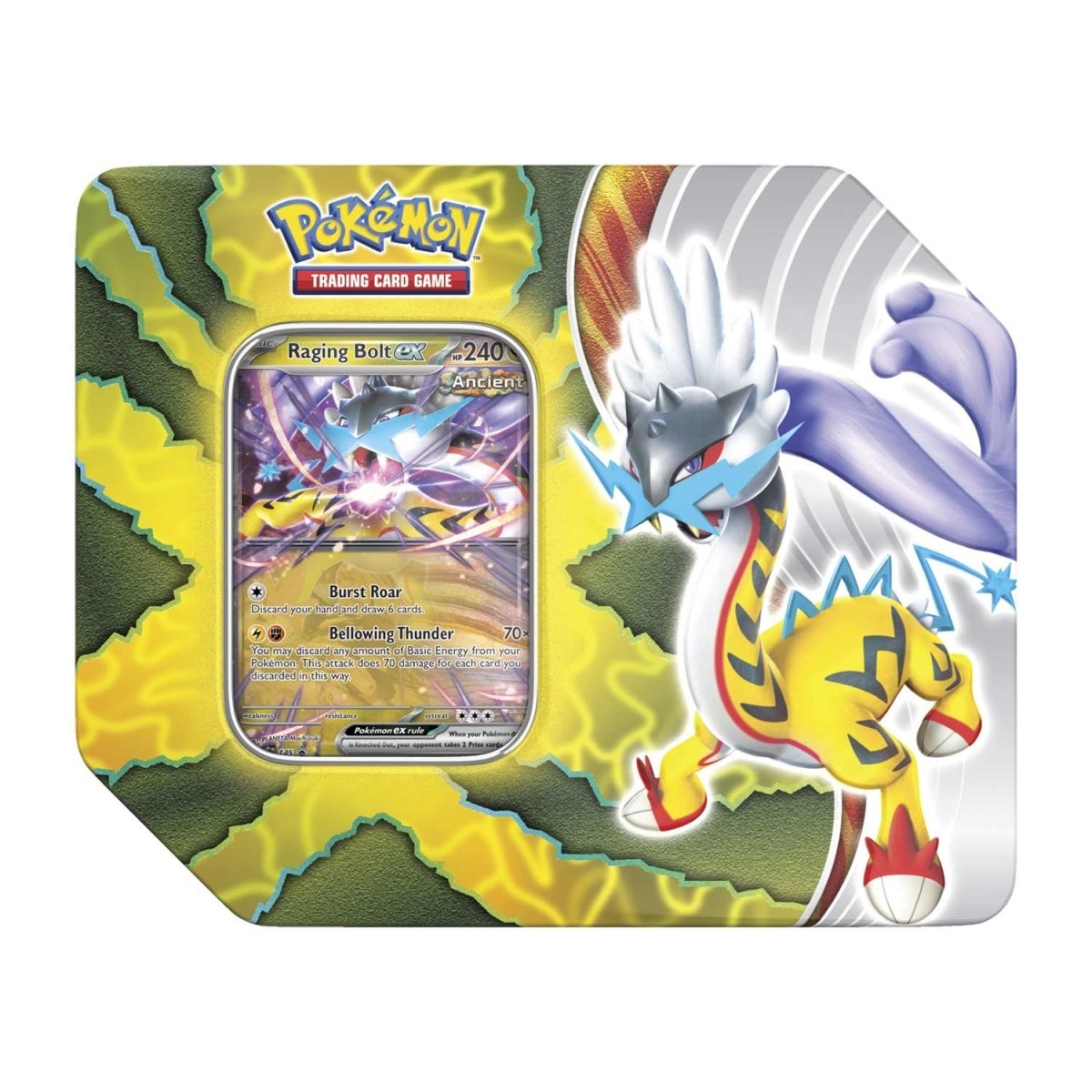 Pokemon Paradox Destinies Raging Bolt EX Tin Box