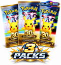 Pokemon 30th Anniversary Celebration 5 Cards Pack (x 3)