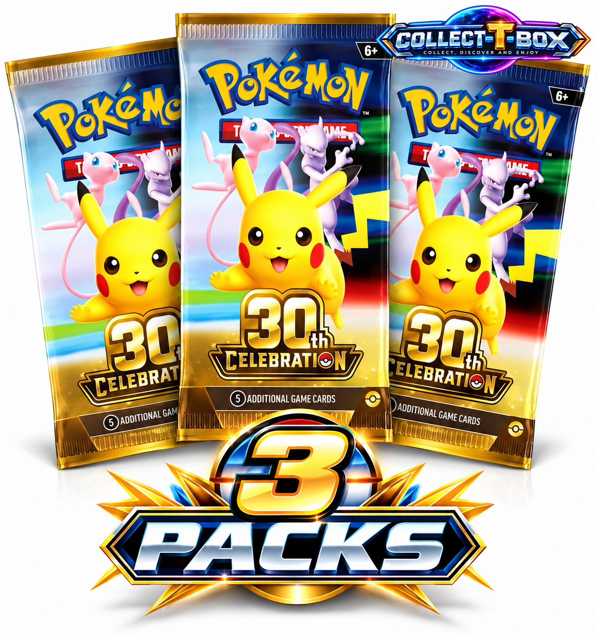 Pokemon 30th Anniversary Celebration 5 Cards Pack (x 3)